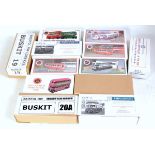 12 various boxed 1/76 scale resin and white metal public transport kits to include bus kits, Paragon