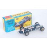 A Corgi Toys No.156 Cooper Maserati F1 racing car comprising dark blue body with racing No. 7, and