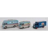 Three various loose Dinky Toy commercial vehicle diecasts to include ABC Television Mobile Control