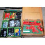 A large collection of mainly red and green Meccano, some examples repainted to include strips,