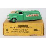 A Dinky Toys No. 30PA Castrol tanker trade box containing one original model finished in green