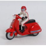 A Mira of Spain No. 809 model of a Vespa 200-DN motorcycle comprising of red body with silver hubs