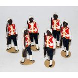 Six various loose Britains from set 19 West Indian Regiment figures, all marching with rifles raised