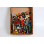 One tray containing a quantity of various mixed playworn and loose Dinky Toys, Corgi Toys, Matchbox,