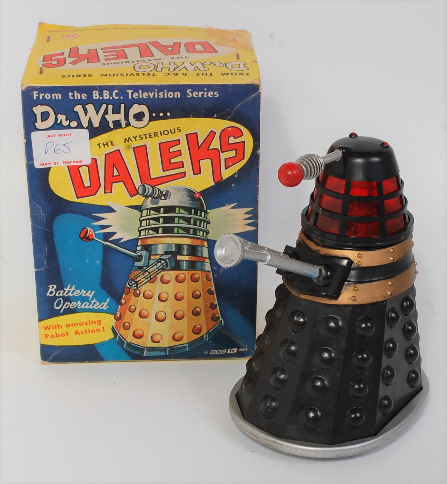 A Marx (Hong Kong) Doctor Who and the Mysterious Daleks battery operated Dalek, finished in black