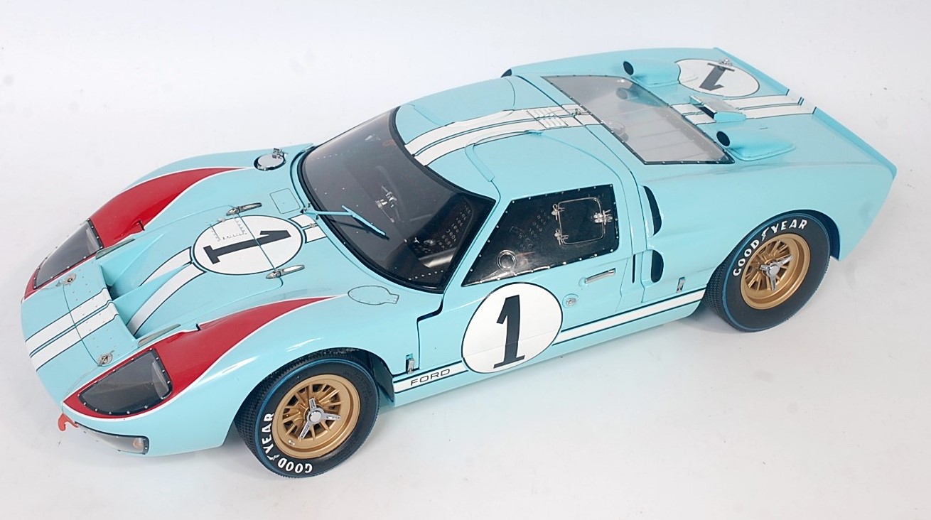 An Exoto Racing Legends model No. LMC10011 1/10 scale model of a 1966 Exoto Ford GT 40 Mk2, finished