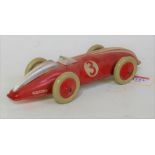 A Chad Valley Harborne tinplate racing car comprising of red and silver body with racing No. 3 and