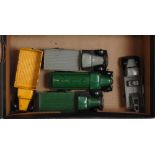 Five various loose and playworn Dinky Toys commercial vehicles to include No. 25A wagon finished