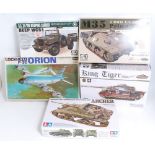 Ten various boxed mixed scale plastic military kits to include vehicles and aircraft examples to