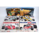 Six various boxed as issued 1/20 and 1.24 scale Tamiya and Wave kits of Japan F1 plastic and resin