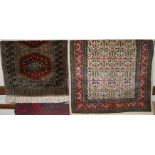 A Pakistani cream ground rug, 135x80cm, and one other smaller brown ground example (2)