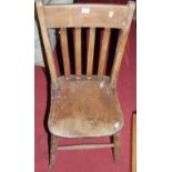 Five various elm seat and beech kitchen chairs