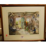 Joyce Grimaldi - The outhouse, watercolour with body colour, signed lower right, 30 x 40cm; Archie