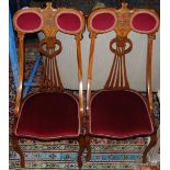 A pair of Edwardian walnut splatback salon side chairs