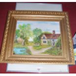 D. Horne - Landscape study, oil on mill board; and a framed gallery poster print for Kersher