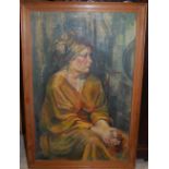 20th century Russian school - Head and shoulders portrait of a woman, oil, signed lower right, 36