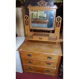 An Edwardian satin walnut mirror back dressing chest, width 91.5cm