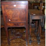 An early 19th century mahogany twin fold-over wash stand, together with an oak spider leg Sutherland