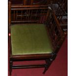 An early 20th century turned beech stickback corner chair, together with a Victorian mahogany and