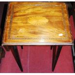 An Edwardian mahogany, satinwood and further chequer inlaid occasional table, on tapering