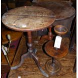 A 19th century mahogany circular tilt-top pedestal tripod table, together with a further 19th