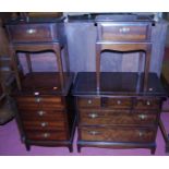 Stag Minstrel bedroom furniture to include; chest of three short and two long drawers, bedside chest