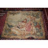 A contemporary Franklin Mint Royal Hunt tapestry by Marc Waymel, with fluted hardwood pole,