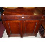 A 19th century mahogany and later adapted double door collectors cabinet, the blind frieze drawer