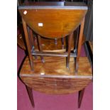 A 19th century mahogany and chequer strung drop-flap occasional table, having single end drawer,