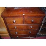 A Victorian mahogany round cornered chest of two short over three long drawers, width 99cm