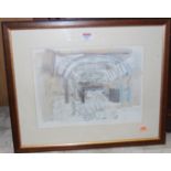 John Williams - Goods yard scene, screenprint, signed in pencil and numbered 17/100, 27 x 36cm