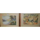 F. Hider - River landscape, watercolour, signed lower right, 25 x 35cm; and Eva Webb watercolour (