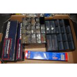 One box containing a quantity of Meccano parts and accessories, to include conversion sets, nuts,