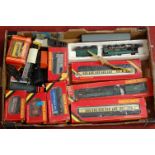 One tray containing a quantity of boxed and loose Hornby Railways locomotives, carriages, and
