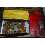 One tray containing a quantity of mixed issue Meccano, to include yellow and red components,