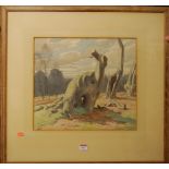 E.A. Sallis Benney - Strange tree forms in Worth Forest, watercolour, signed lower left, 38 x 41cm