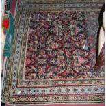 A long Persian woollen hall runner having multiple trailing tramline borders, 500x143cm