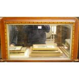 A Victorian walnut framed and Tunbridge marquetry inlaid overmantel mirror, w.72cm