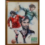 A signed George Best poster print, advertising his testimonial at Belfast Windsor Park, August 8th
