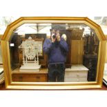 A modern gilt framed and bevelled overmantel mirror, w.102cm