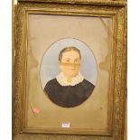 A Victorian overpainted portrait photograph