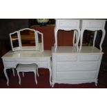A suite of Laura Ashley contemporary French style white wood bedroom furniture, to include; chest of