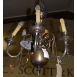 A Dutch brass six light hanging electrolier, approx drop 55cm