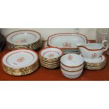 A modern Spode part dinner service in the Red Newbury Port pattern, to include side plates, soup