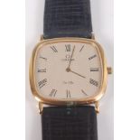 A gent's gold plated Omega DeVille quartz wristwatch, having a signed silvered dial with Roman