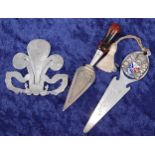 A Victorian silver bookmark in the form of the Prince of Wales feathers, with Ich Dien motto,