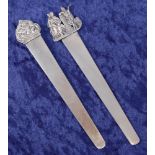 A late Victorian silver bookmark / letter-opener, of plain tapering form, the terminal relief