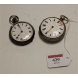 An early 20th century nickel cased open faced pocket watch, having an enamelled dial with Roman