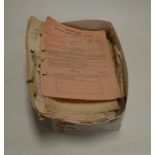 A box of assorted 19th century and later prints, invoices and ephemera