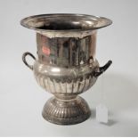 A silver plated wine cooler, of campagna shape, h.25cm